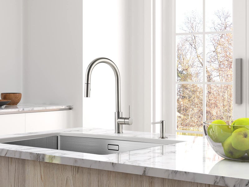 AguaStella ASF026BN Built in Soap Dispenser Brushed Nickel for Kitchen Sink with Soap Bottle Countertop Pump - Image 2